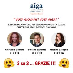 Elezioni Comitato Pari Opportunità: eletti tutti e 3 candidati AIGA Genova