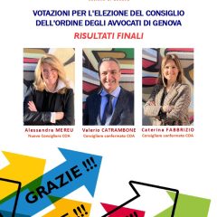 Elezioni Consiglio dell’Ordine degli Avvocati di Genova: eletti tutti e 3 i candidati di AIGA Genova