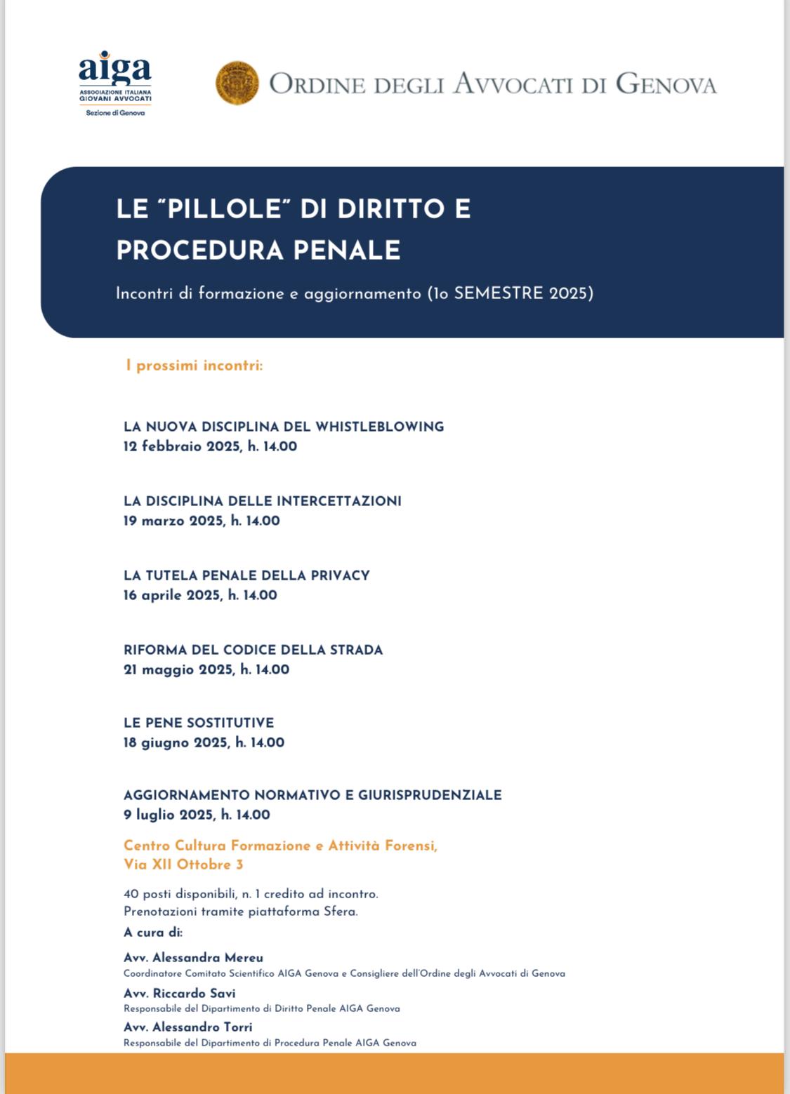 Locandina Pillole di diritto penale e procedura penale 2025